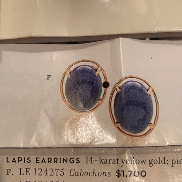 Lapis cabochon 14K gold pierced earrings. Reduced price is FIRM - Picture 12 of 12